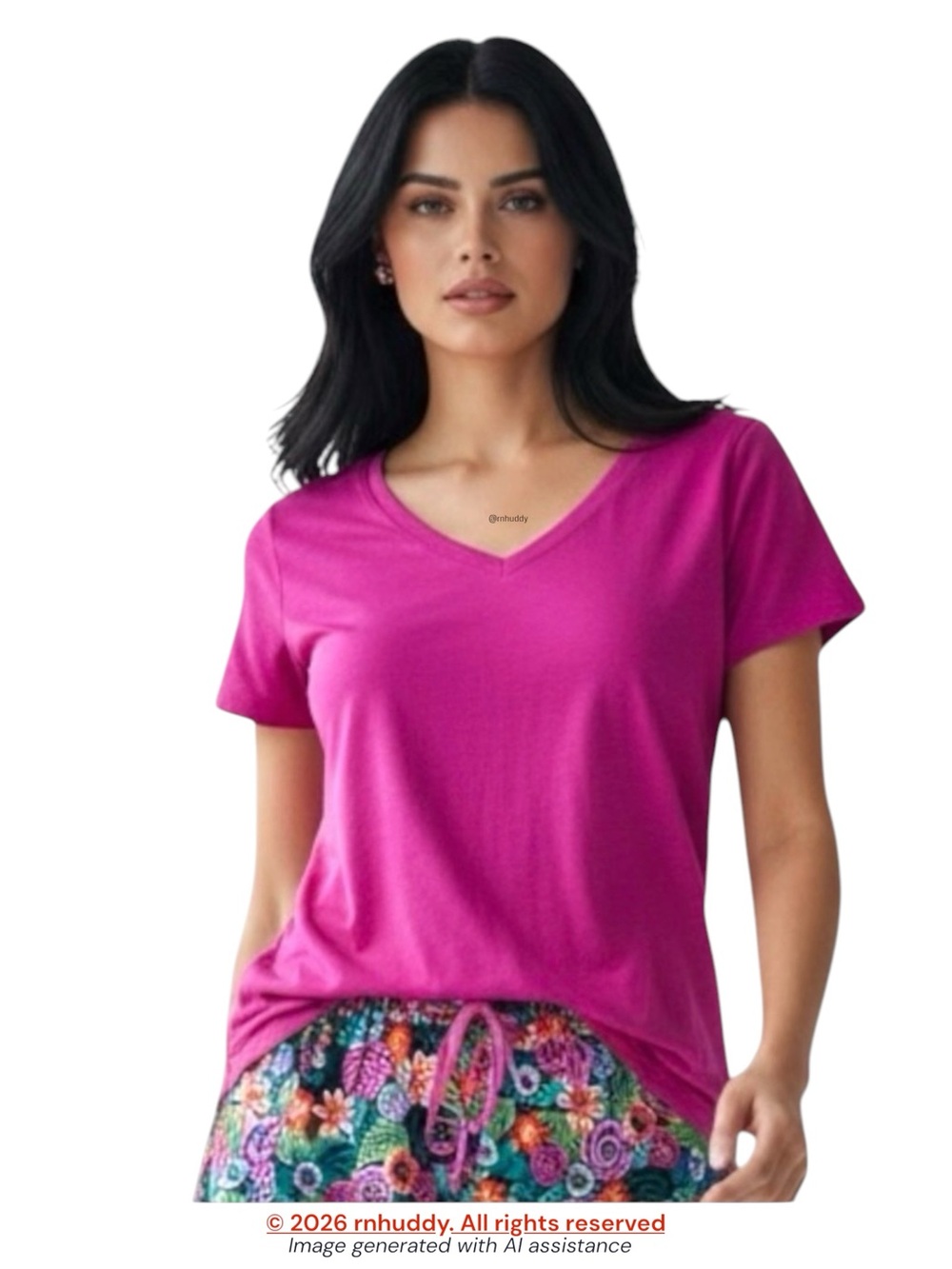 Nike M pink v-neck short sleeve T-shirt